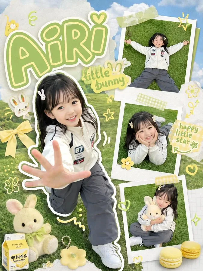 โปสเตอร์ภาพถ่ายเด็กหญิงเกาหลีสุดน่ารัก สไตล์สมุดภาพ 1