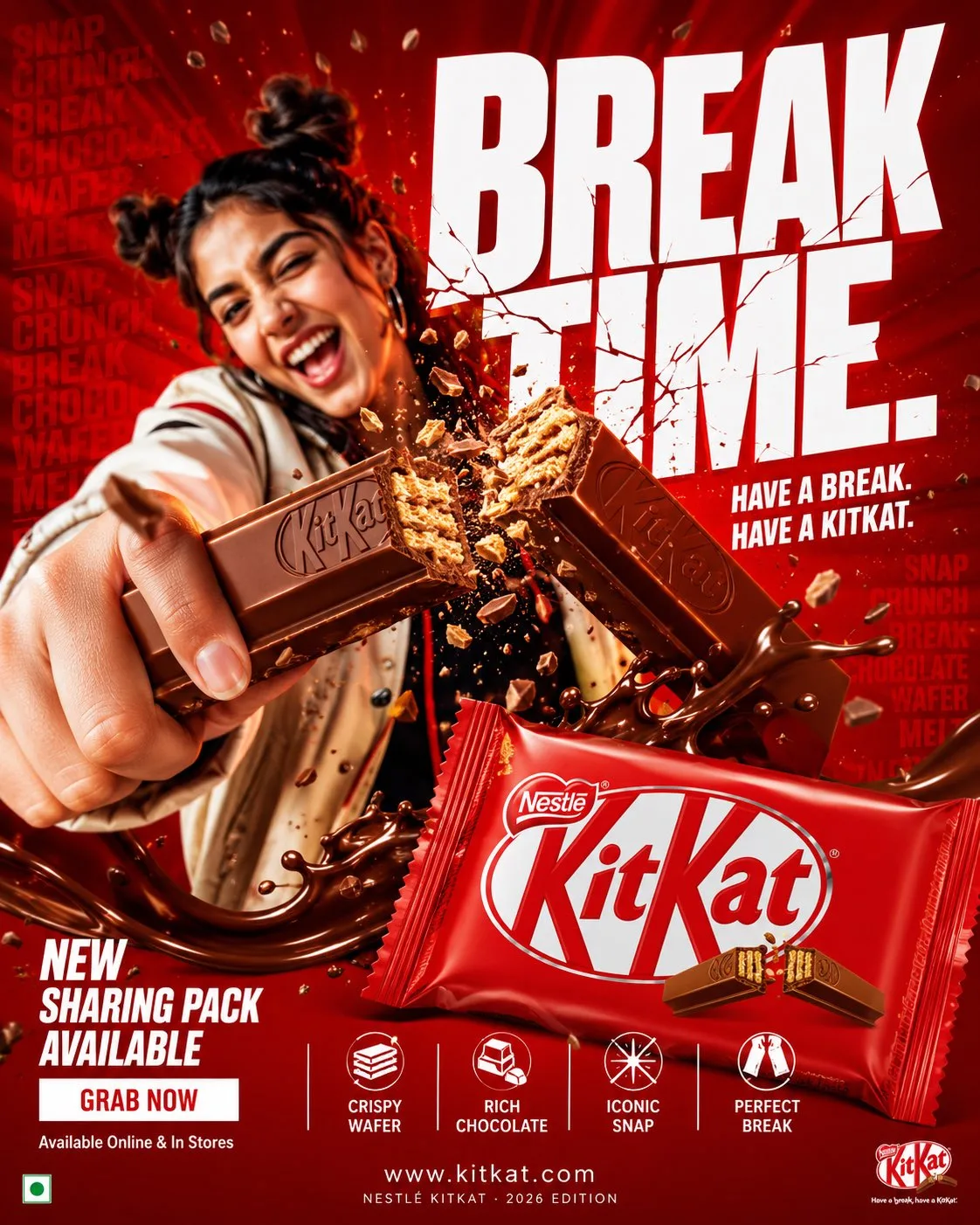 โปสเตอร์โฆษณา KitKat: ช่วงเวลาแห่งการพักผ่อนที่มีพลัง! 1