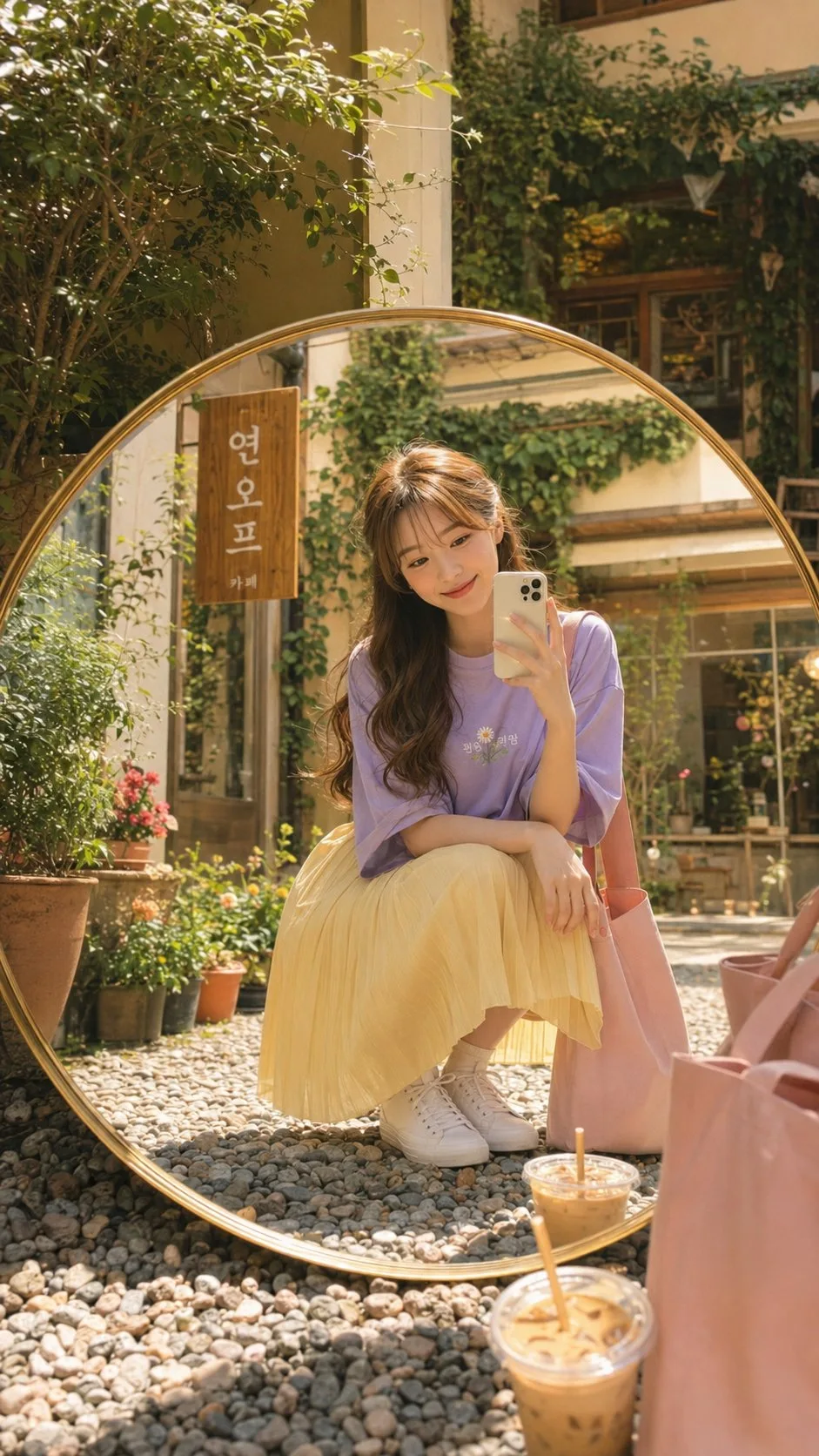 สาวเกาหลีกับ Kodak สไตล์วินเทจ: เซลฟี่ในสวนสวย 1