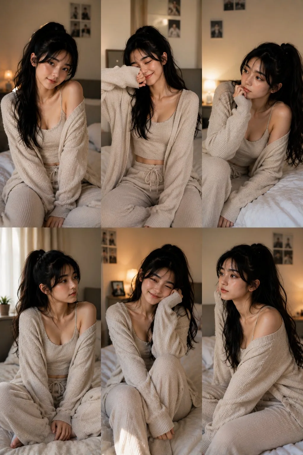ภาพปะติดหญิงสาวเกาหลีในห้องนอนสไตล์มินิมอล 2