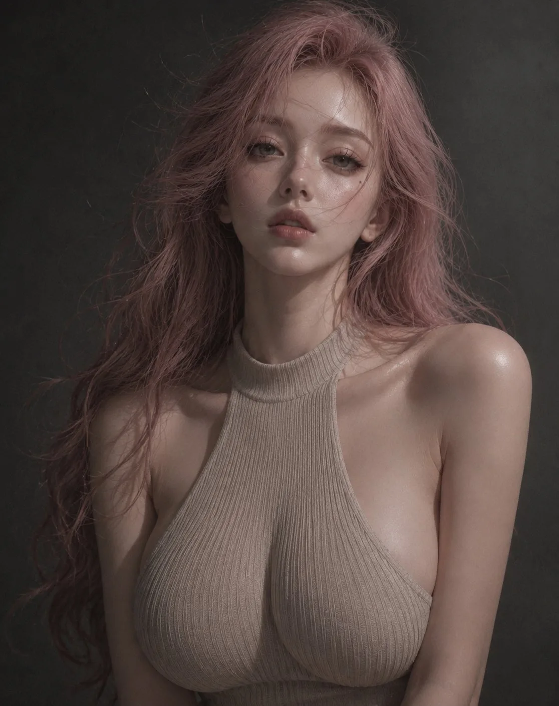 ภาพพอร์เทรตหญิงสาวชุดถักสไตล์เกาหลีมินิมอล 1