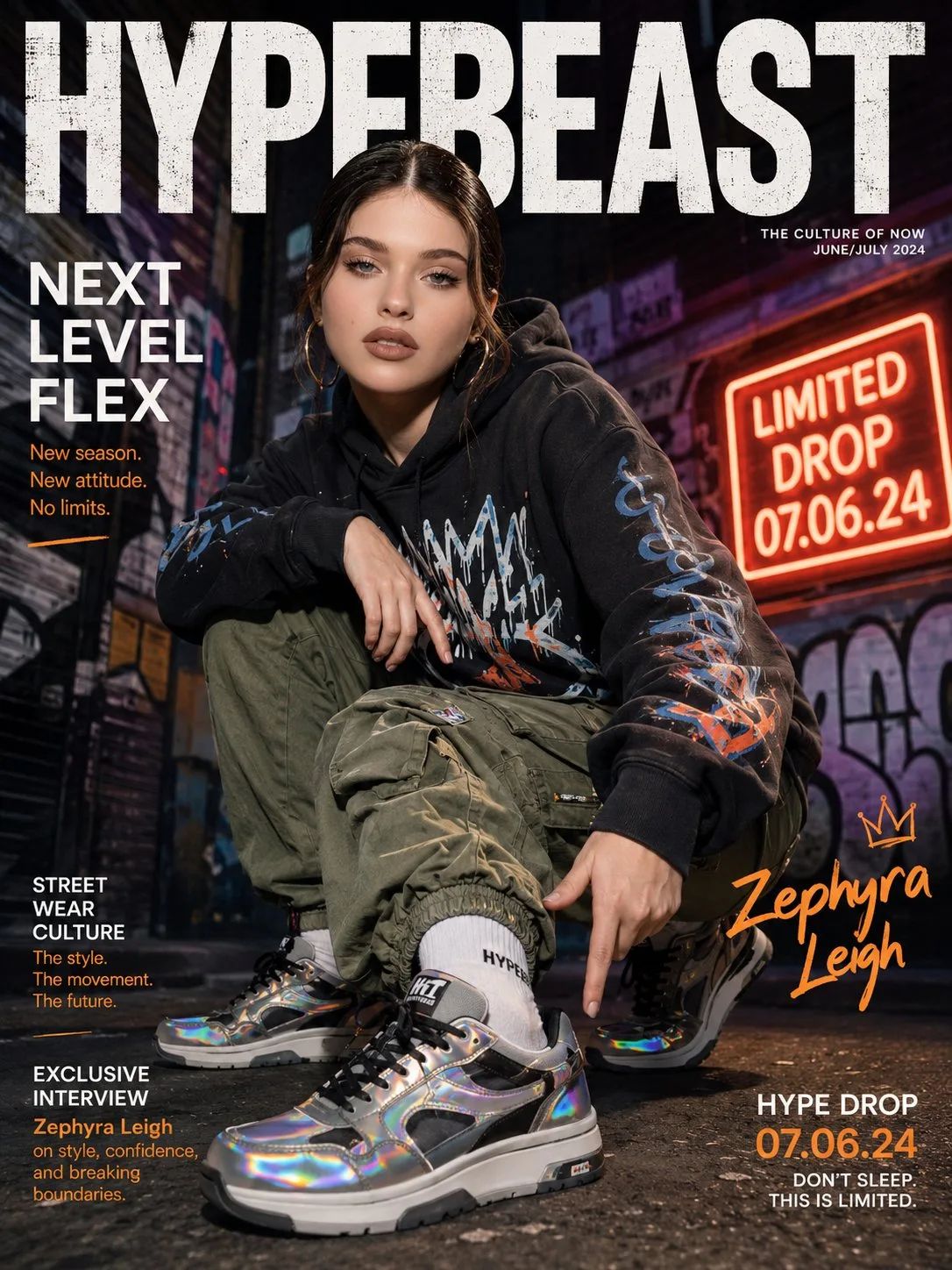 ปกนิตยสารสตรีทแฟชั่นเกาหลี: สนีกเกอร์โฮโลแกรม 1