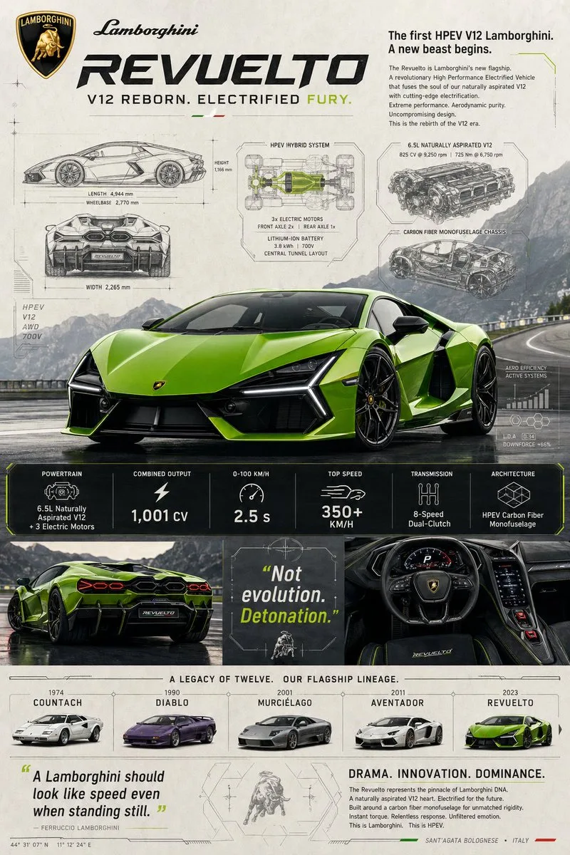 โปสเตอร์สะสม Lamborghini Revuelto ไฮบริดซูเปอร์คาร์ 1