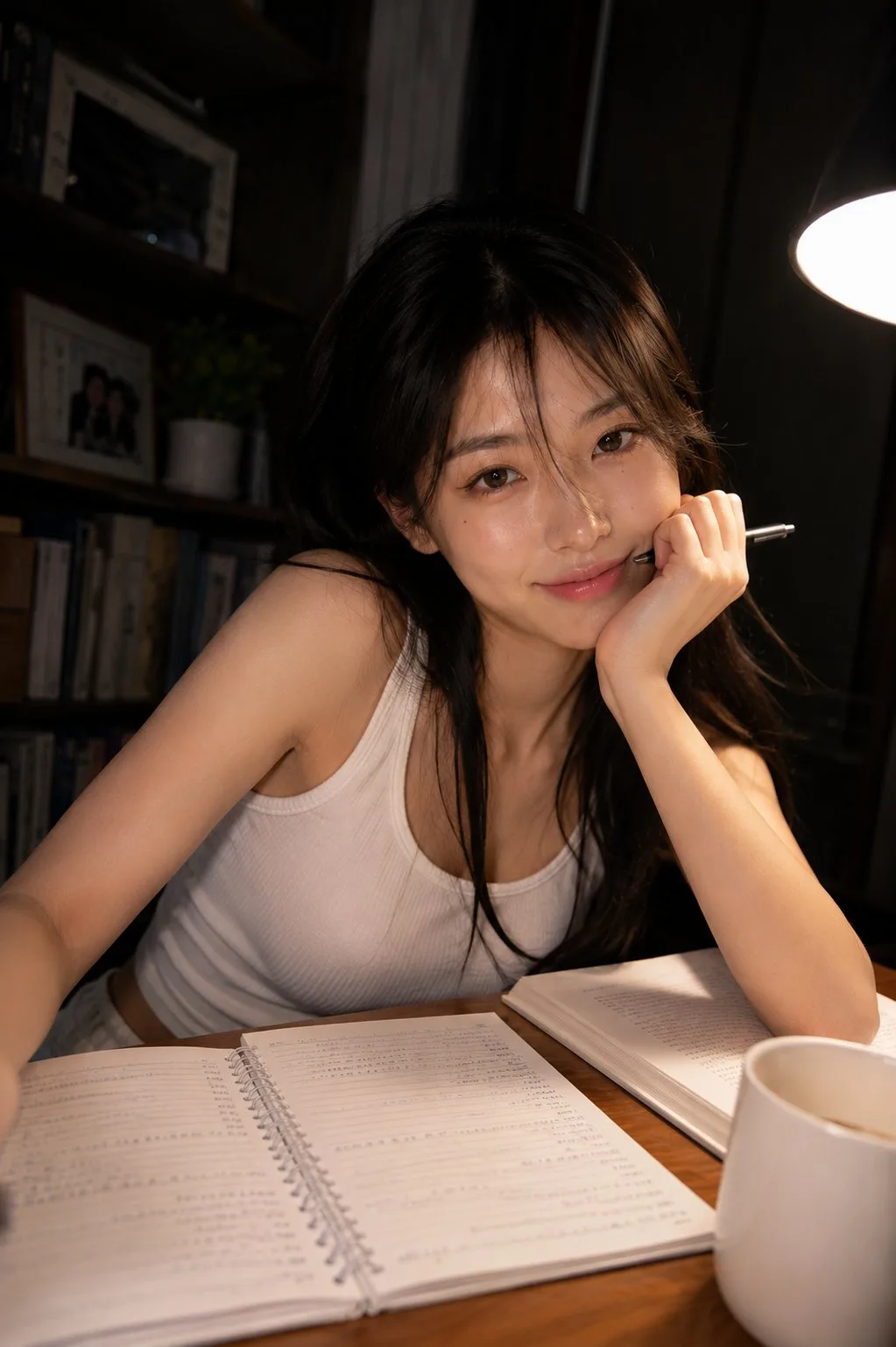 ภาพพอร์เทรตสาวสวยในห้องสมุดยามค่ำคืน 2