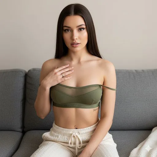 สาวละมุนแสงธรรมชาติ ชุดเขียวมะกอกสบายๆ 1