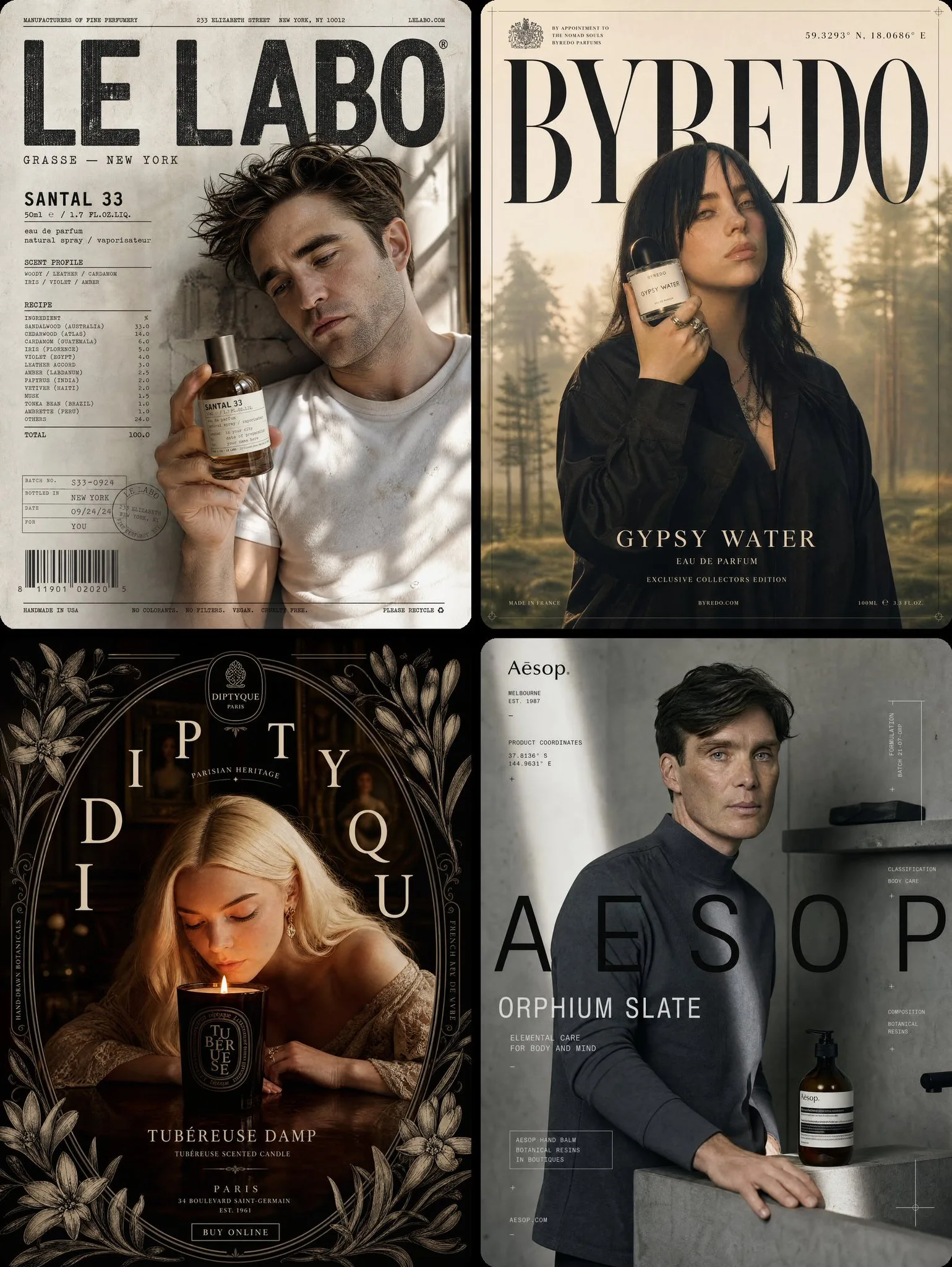 โปสเตอร์น้ำหอม Le Labo x Robert Pattinson สไตล์มินิมอล 1