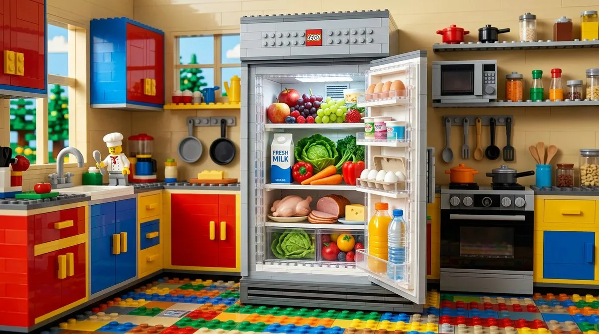 ครัว LEGO มหัศจรรย์ ตู้เย็นอาหารจริง 1