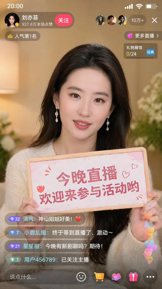 หลิวอี้เฟยไลฟ์สด Douyin พูดคุยกัน