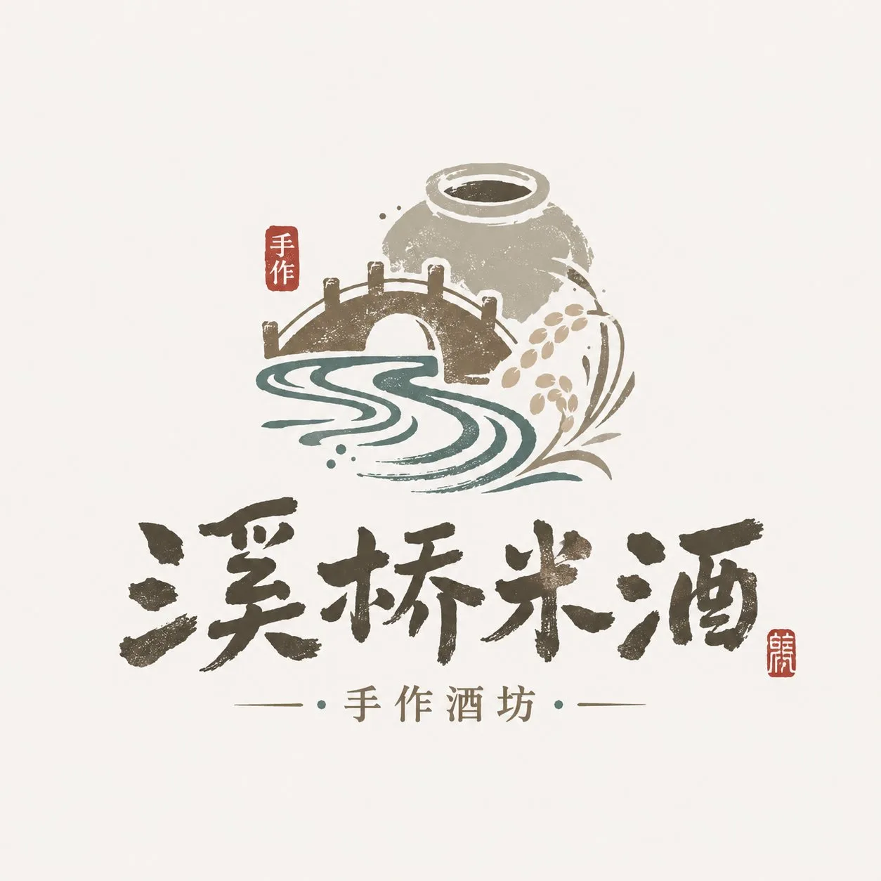 ออกแบบโลโก้ 'Local Craft Illustrated Wordmark' สไตล์งานฝีมือพื้นถิ่น 2