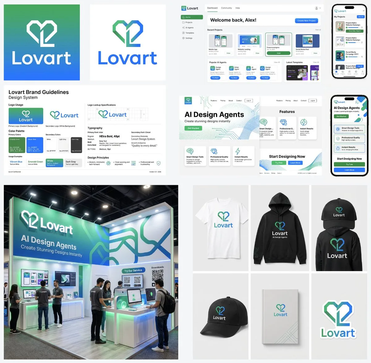 แบรนด์ Lovart: การออกแบบครบวงจร เขียวมรกต-น้ำเงิน 1
