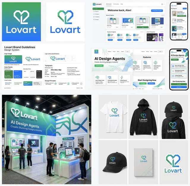 แบรนด์ Lovart: การออกแบบครบวงจร เขียวมรกต-น้ำเงิน