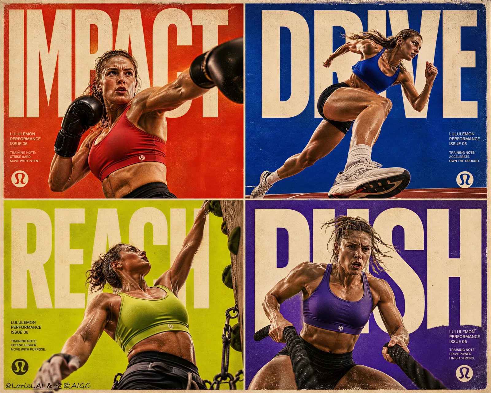 โปสเตอร์แคมเปญ Lululemon Impact Type Riot 4 ช่อง 1