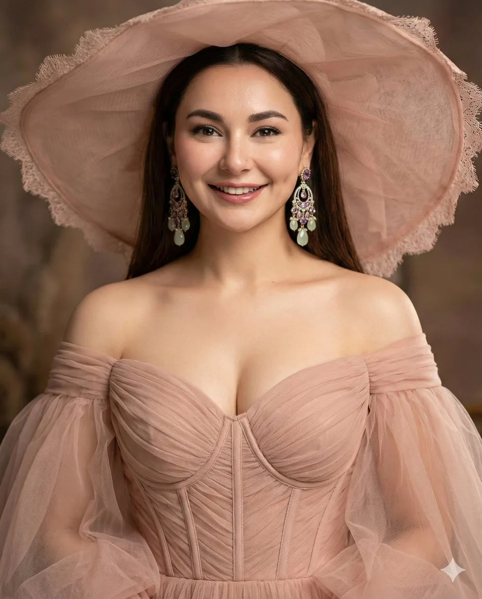 แฟชั่นชั้นสูง: หมวกปีกกว้าง & ชุดราตรีชมพูนู้ด 1