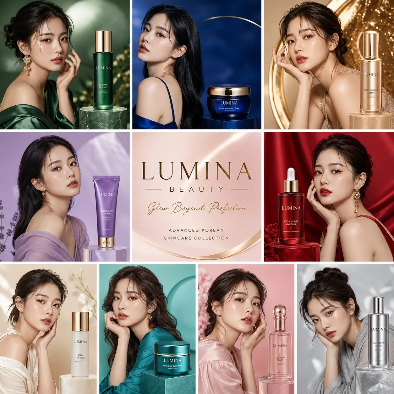 นิตยสารความงามหรูหรา: โฆษณา 3x3 แผงพร้อมนางแบบ 1