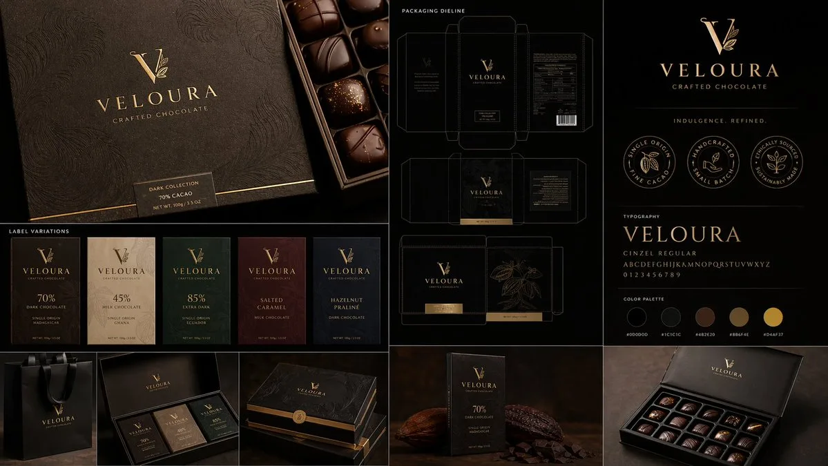 ออกแบบบรรจุภัณฑ์ช็อกโกแลตหรูหรา Veloura 1