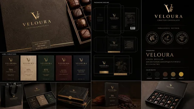 ออกแบบบรรจุภัณฑ์ช็อกโกแลตหรูหรา Veloura