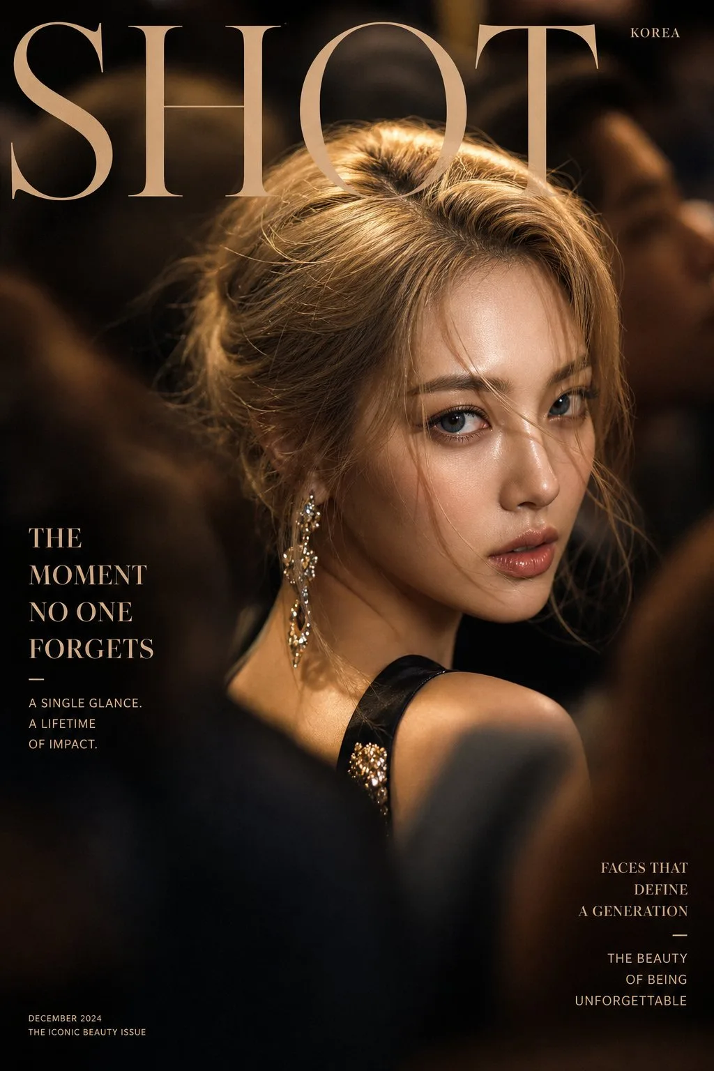 พอร์ตเทรตแฟชั่นหรูหราแบบภาพยนตร์โทนดำทอง 1