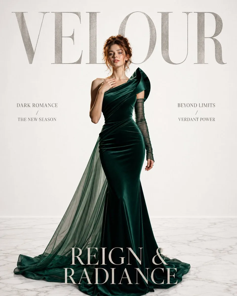 แฟชั่นปกสุดหรู: มรกตแห่ง VELOUR 1