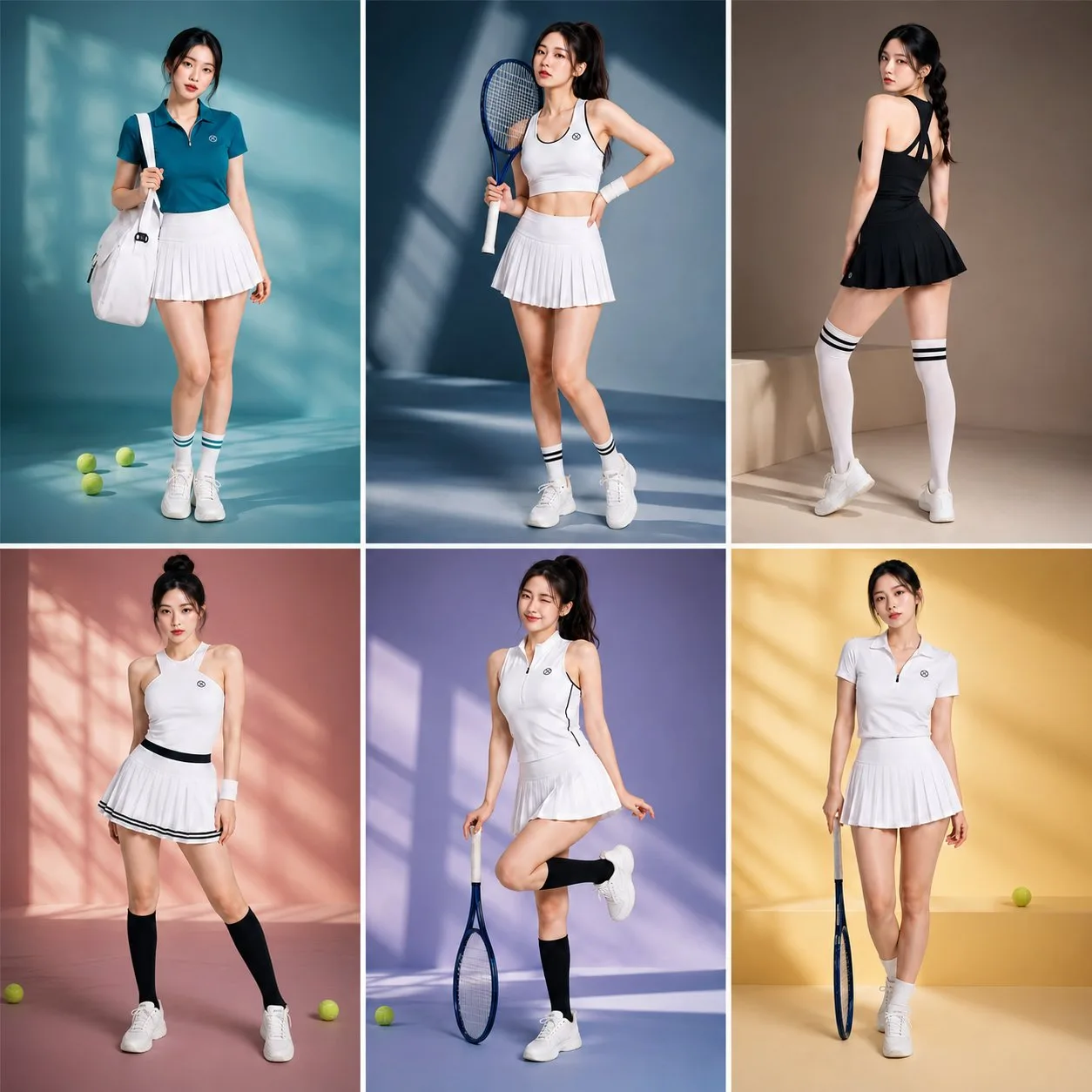 แฟชั่นสวยหรู: นางแบบเกาหลีในชุดเทนนิส (หกช่อง) 1