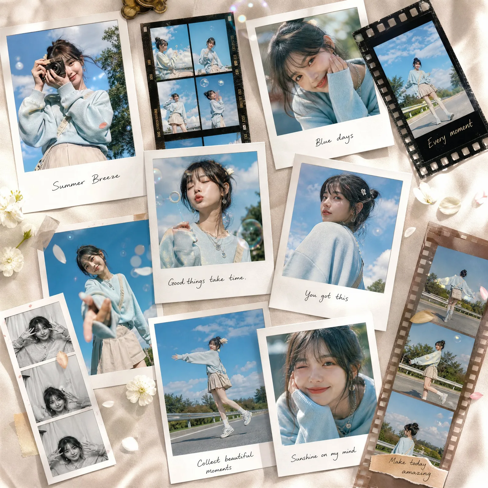 คอลลาจดิจิทัลไลฟ์สไตล์หรูหรา: โปสเจอร์ผู้หญิง 9 แบบ 1