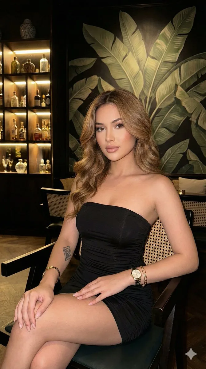สาวโมเดิร์นชุดดำในเลานจ์หรู 1