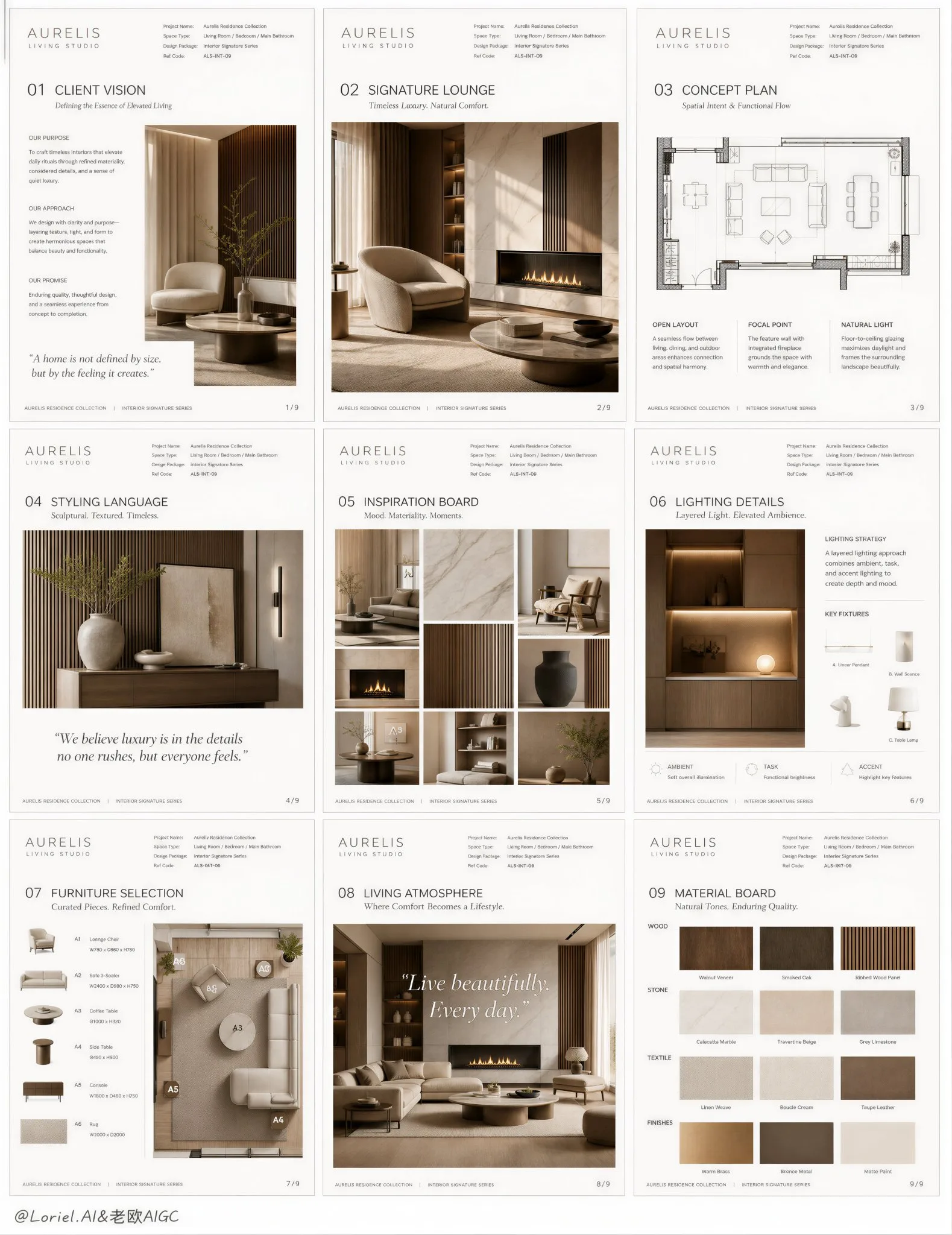 โปสเตอร์นำเสนอการออกแบบภายในคฤหาสน์หรู AURELIS 1
