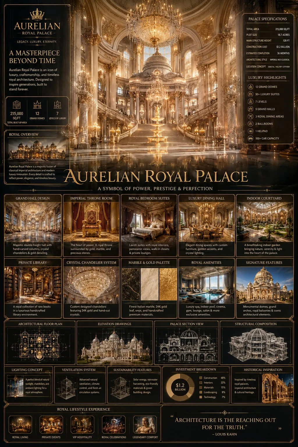 โปสเตอร์อินโฟกราฟิกพระราชวังหรูหราอลังการ 1