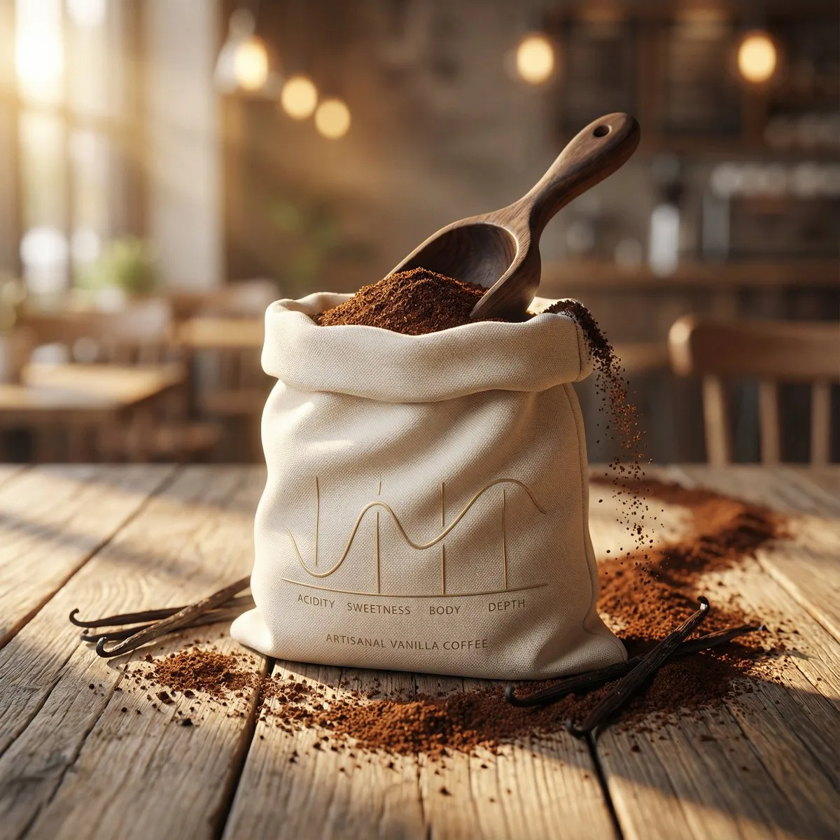 กาแฟวานิลลาสุดหรูในแสงเช้าอันอบอุ่น 1