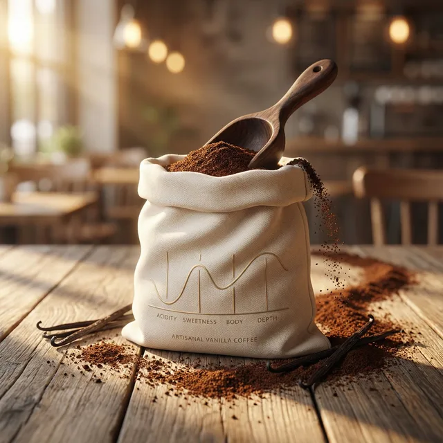 กาแฟวานิลลาสุดหรูในแสงเช้าอันอบอุ่น