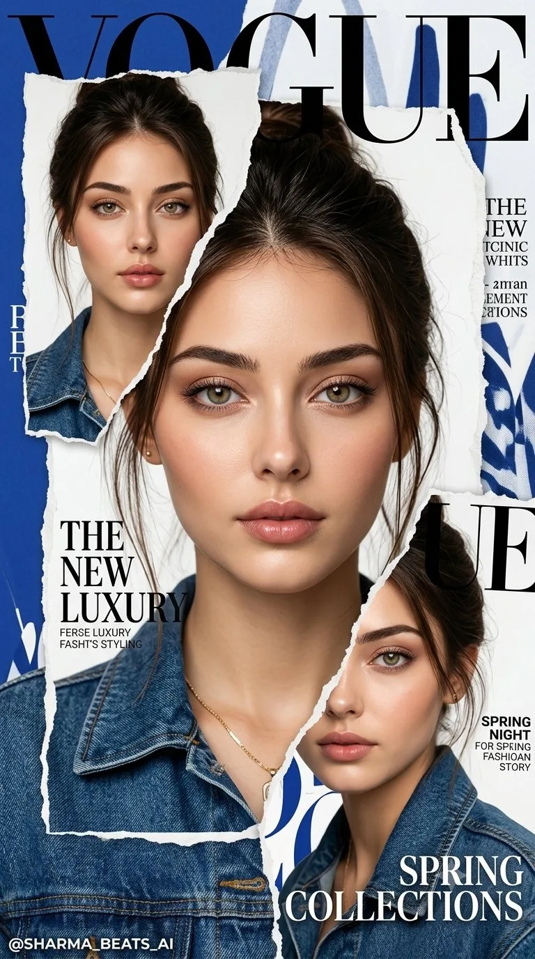 Vogue กระดาษฉีกหรูหรา: ภาพบุคคลแฟชั่น AI 1