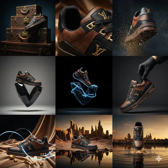 รองเท้าสนีกเกอร์ Louis Vuitton: ภาพแฟชั่นล้ำ