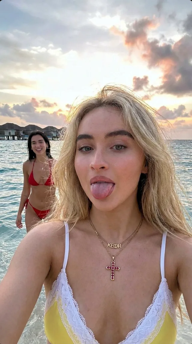 สาวผมบลอนด์กับ Dua Lipa เซลฟี่สุดซนที่มัลดีฟส์