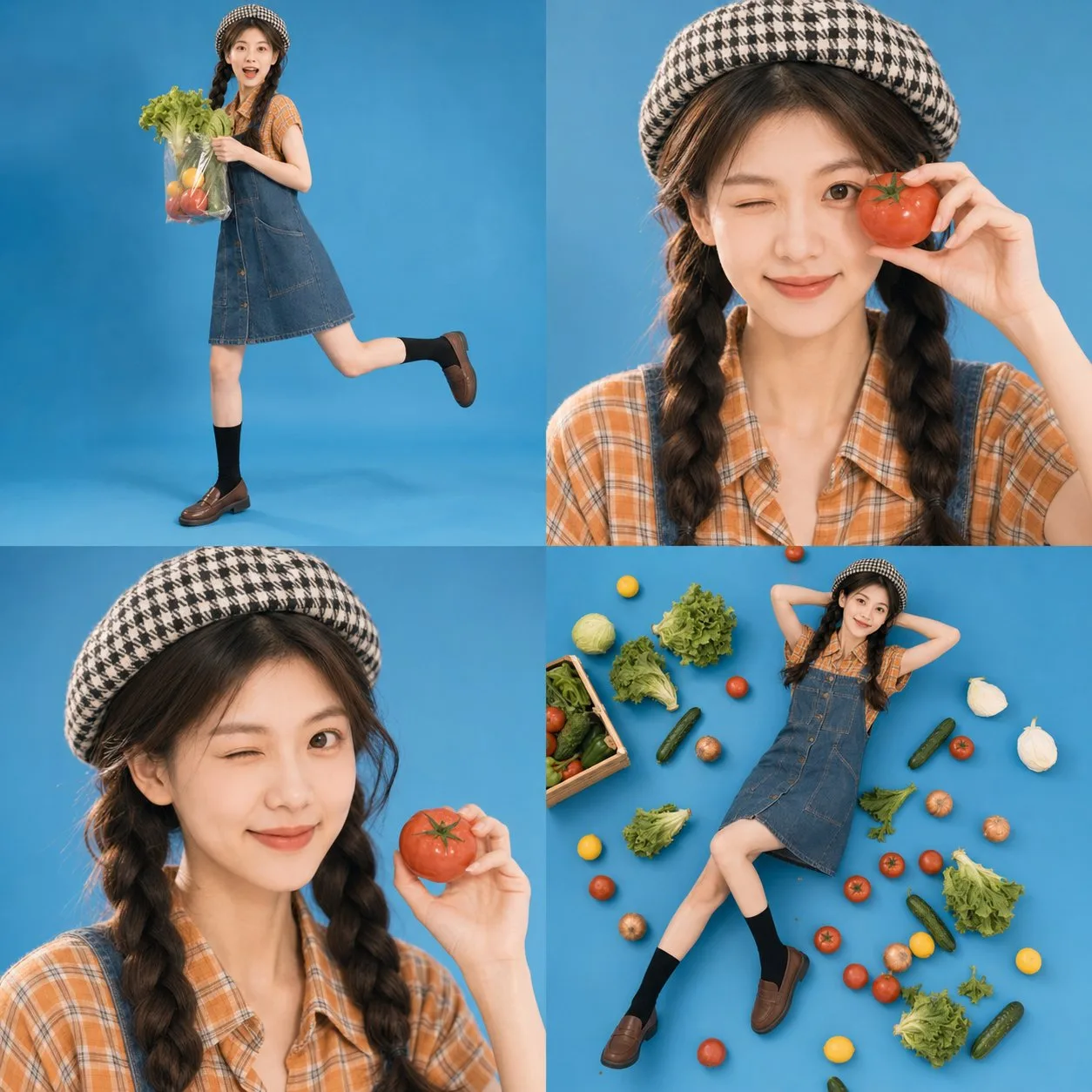คอลลาจสาวตลาดสไตล์วินเทจ 4 ช่อง 1