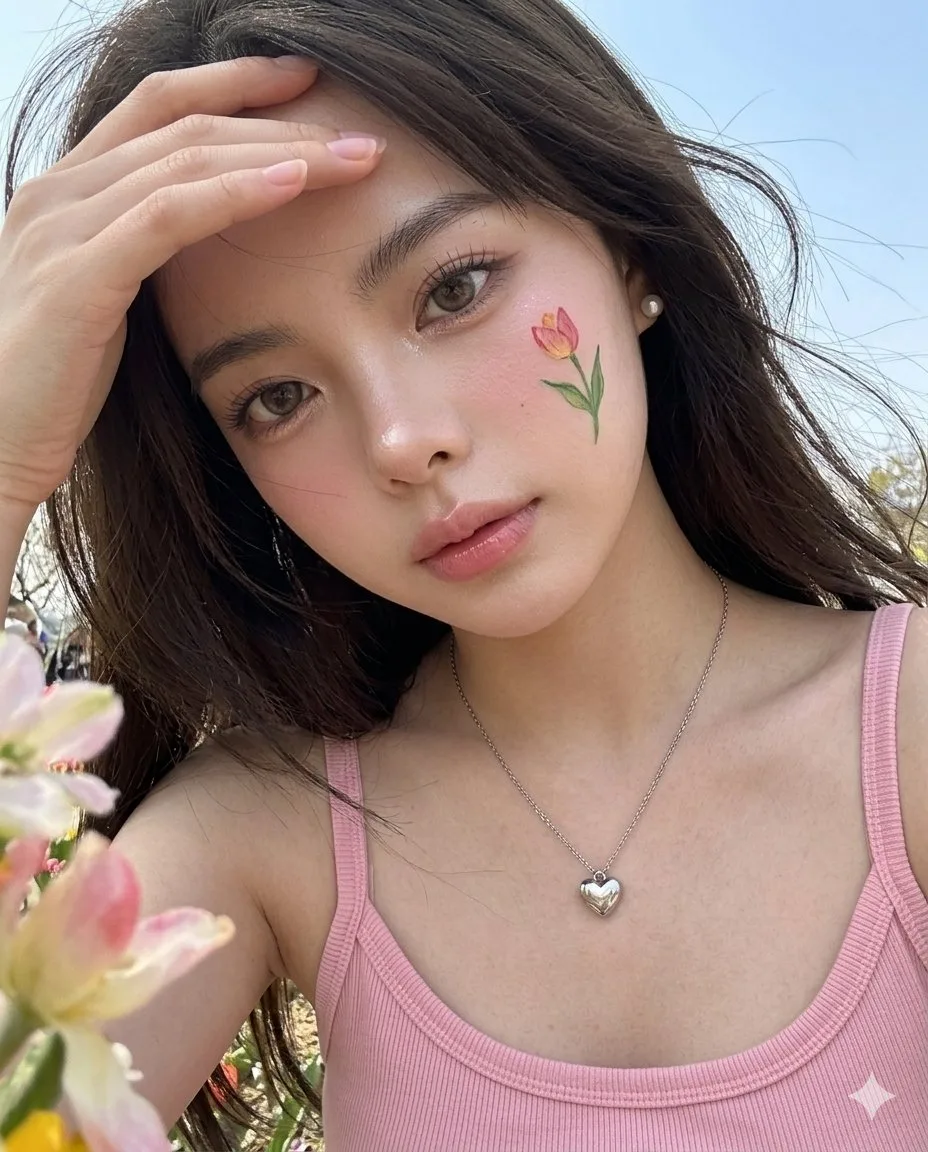 เซลฟี่สาวสวยสไตล์ Meitu ในเทศกาลดอกไม้ฤดูใบไม้ผลิ 1