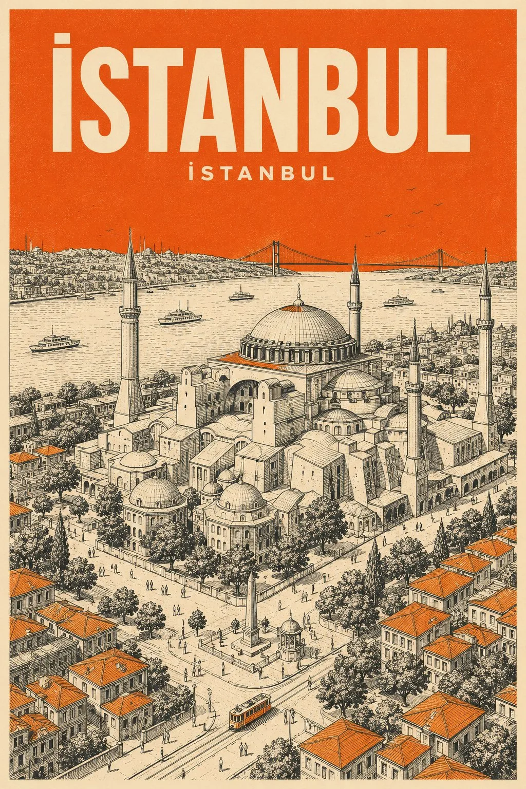 โปสเตอร์ท่องเที่ยวเมือง สไตล์กลางศตวรรษ (Mid-Century) 1