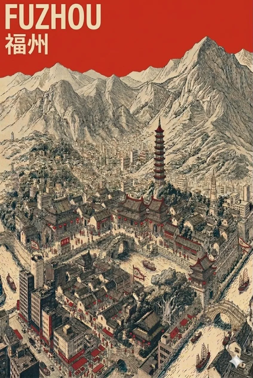 โปสเตอร์ท่องเที่ยวเมือง สไตล์กลางศตวรรษ (Mid-Century) 2