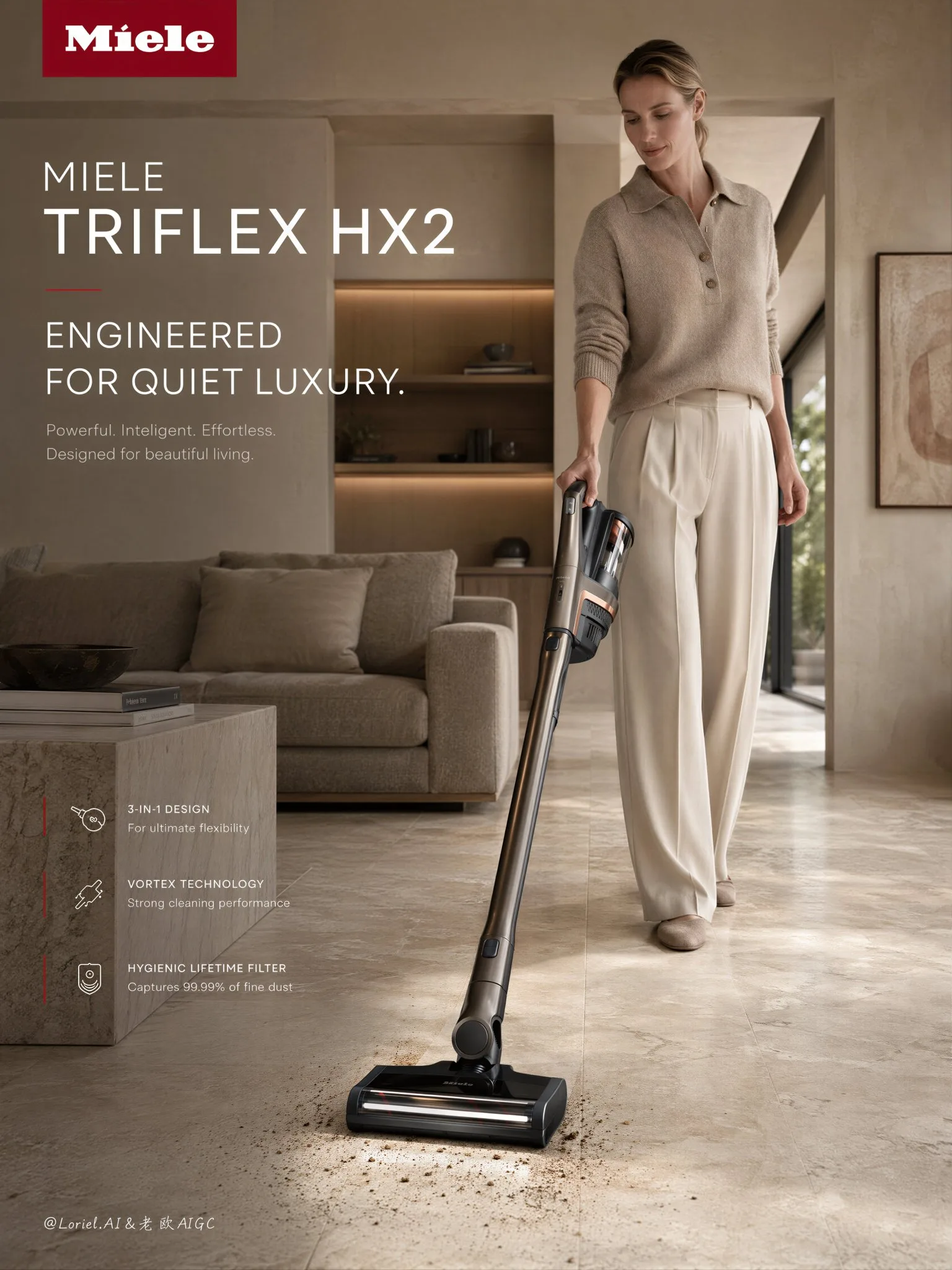 โฆษณา Miele Triflex สีแดง: พลังและสไตล์ 2
