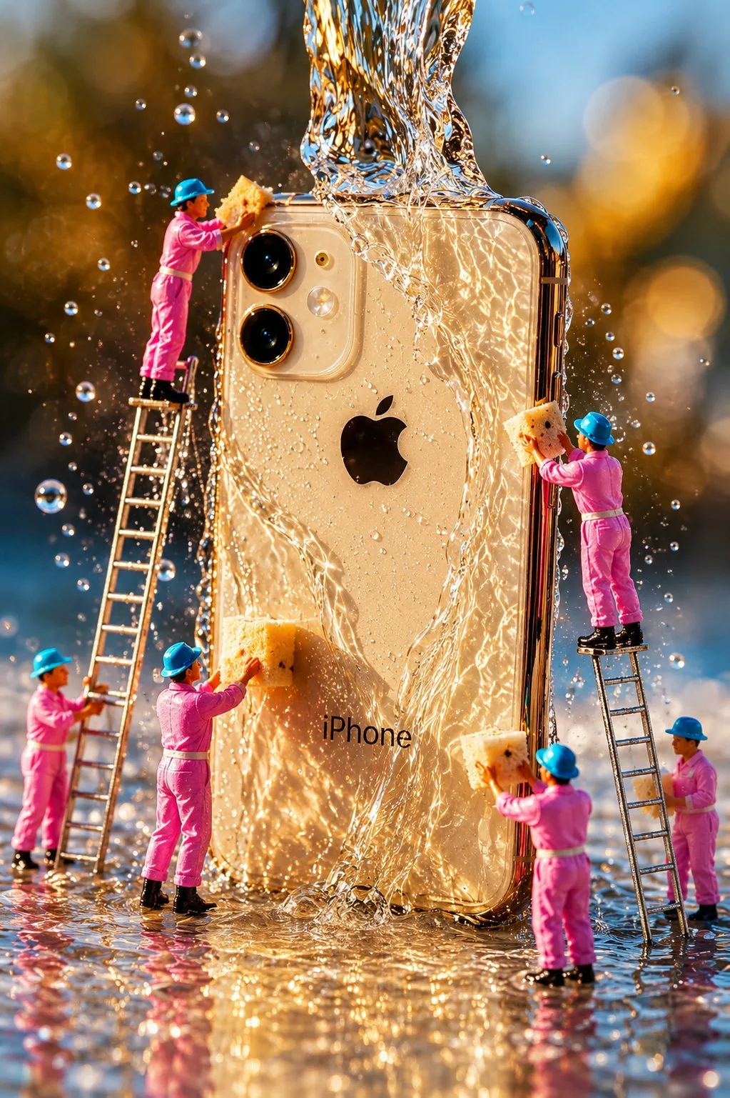 คนงานจิ๋วทำความสะอาด iPhone สีดำสุดหรู 2