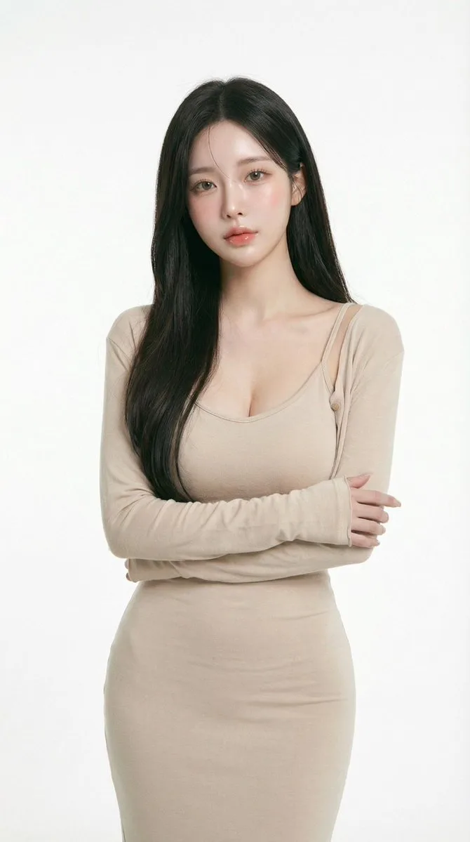 ภาพหญิงสาวสง่างามในโทนสีเบจสุดมินิมอล 1