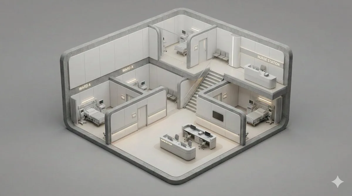 โมเดลจำลองอาคารแบบ Isometric สไตล์มินิมอล 1