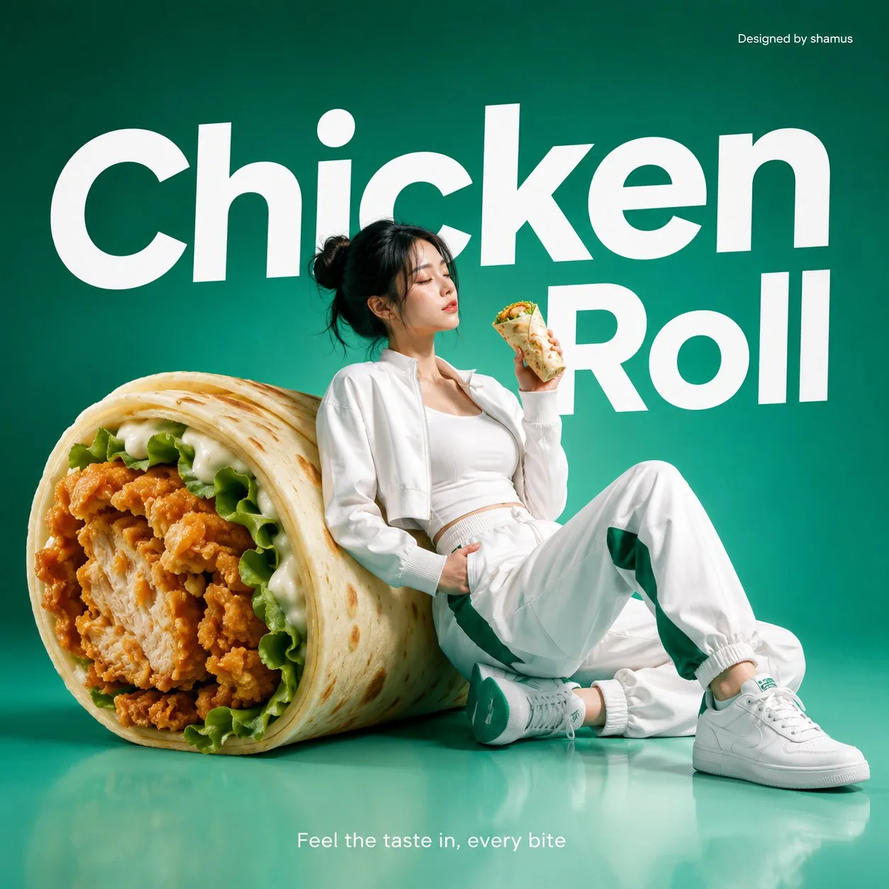 โฆษณาไก่โรลยักษ์มินิมอล: สัมผัสความอร่อยทุกคำ 1