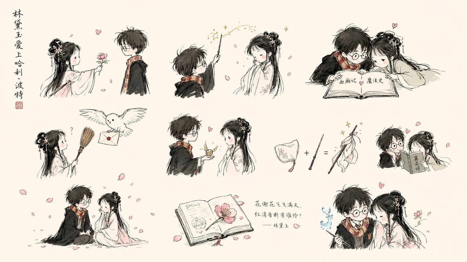 เรื่องราว: หลินไต้อวี้กับวูต้าหลาง สไตล์ภาพวาดมินิมอล 1