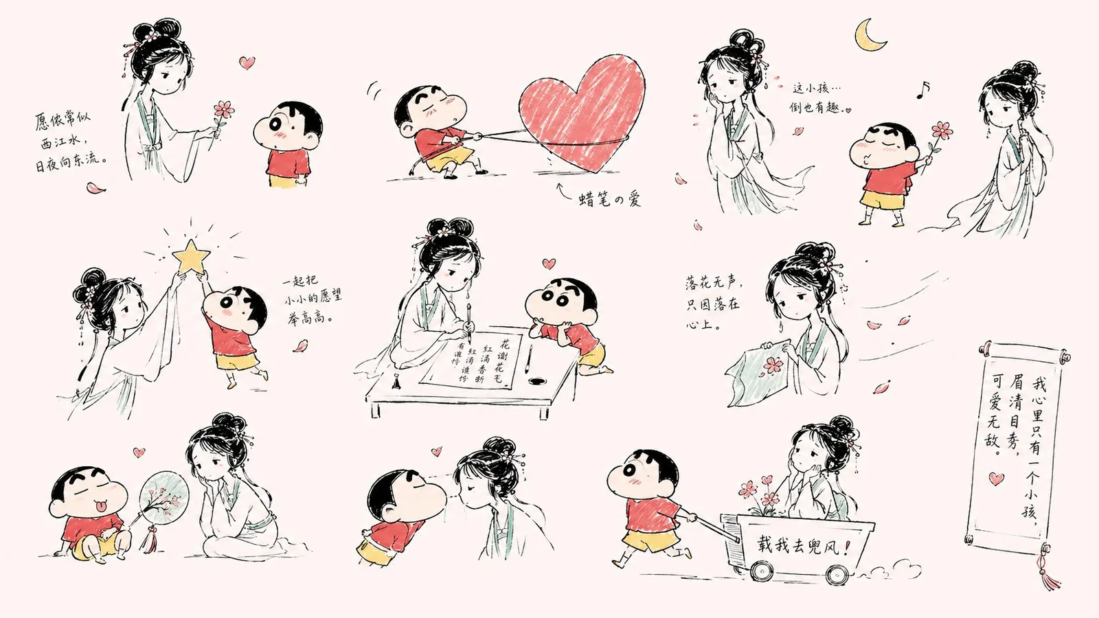 เรื่องราว: หลินไต้อวี้กับวูต้าหลาง สไตล์ภาพวาดมินิมอล 2
