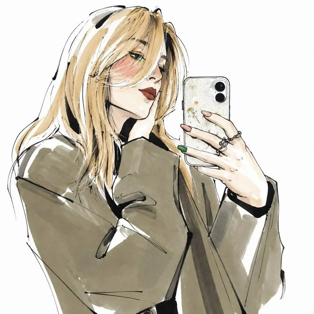ภาพวาดแฟชั่นสไตล์นิตยสาร: เรียบหรู เส้นวาดมือ 1