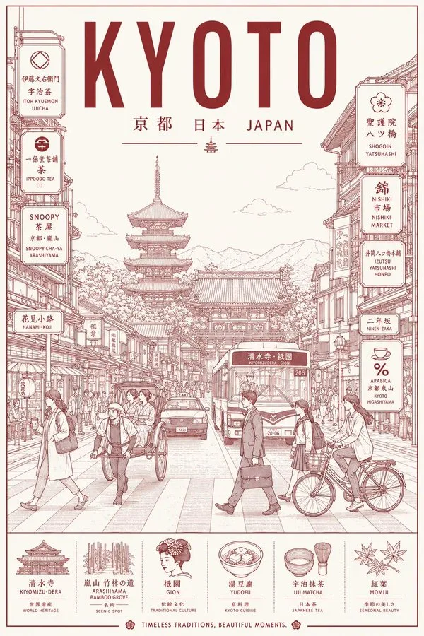 โปสเตอร์ท่องเที่ยวเมือง สไตล์เส้นเรียบง่าย 1