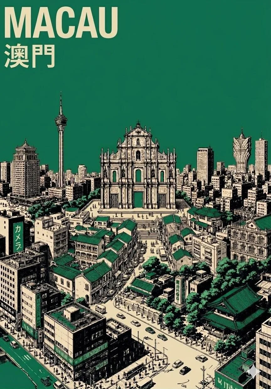 โปสเตอร์เดินทางเมืองแนวโมเดิร์นแบบมินิมอล มุมสูง 2