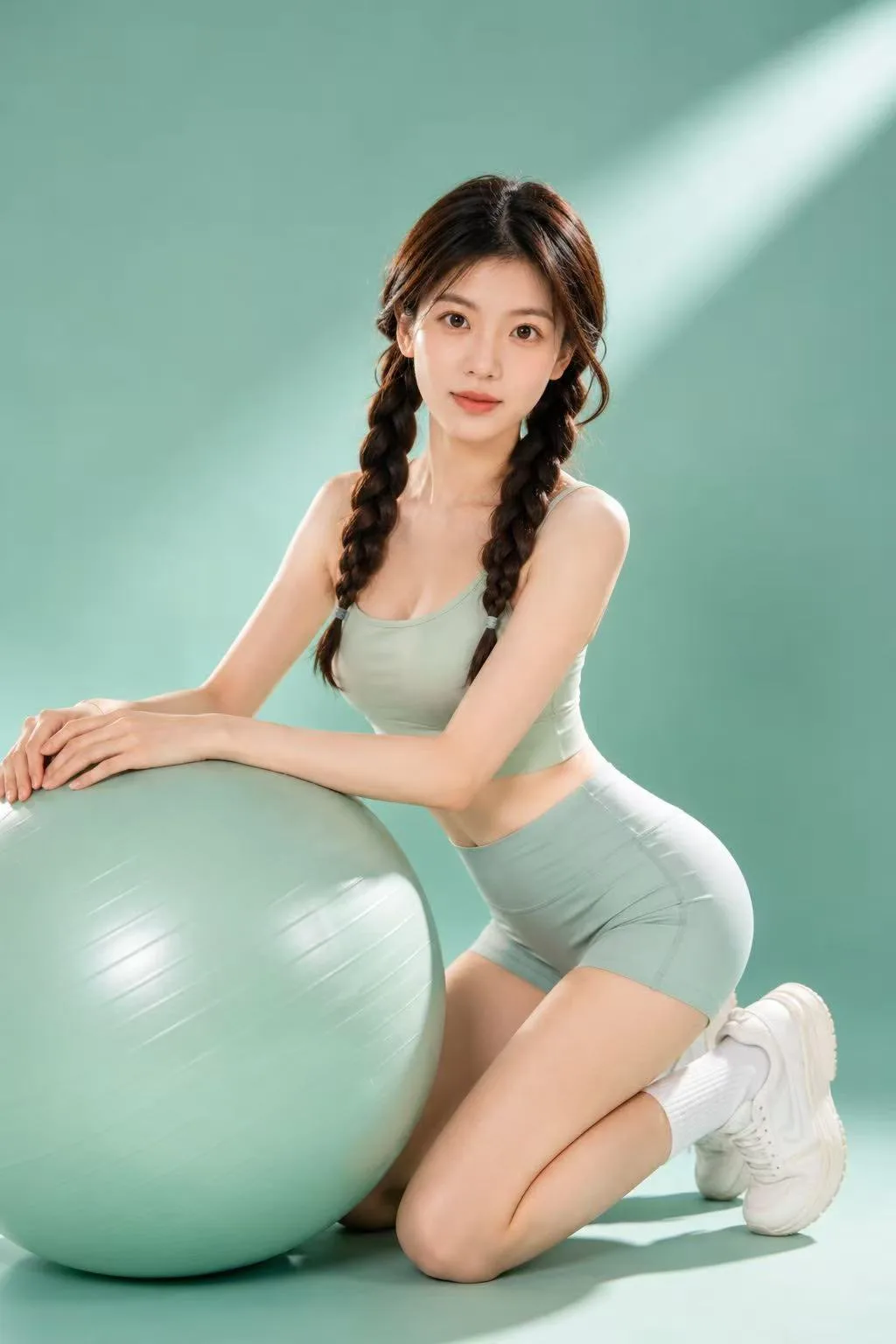 พอร์ตเทรตแฟชั่นฟิตเนสสีมิ้นต์ สไตล์มินิมอล 1