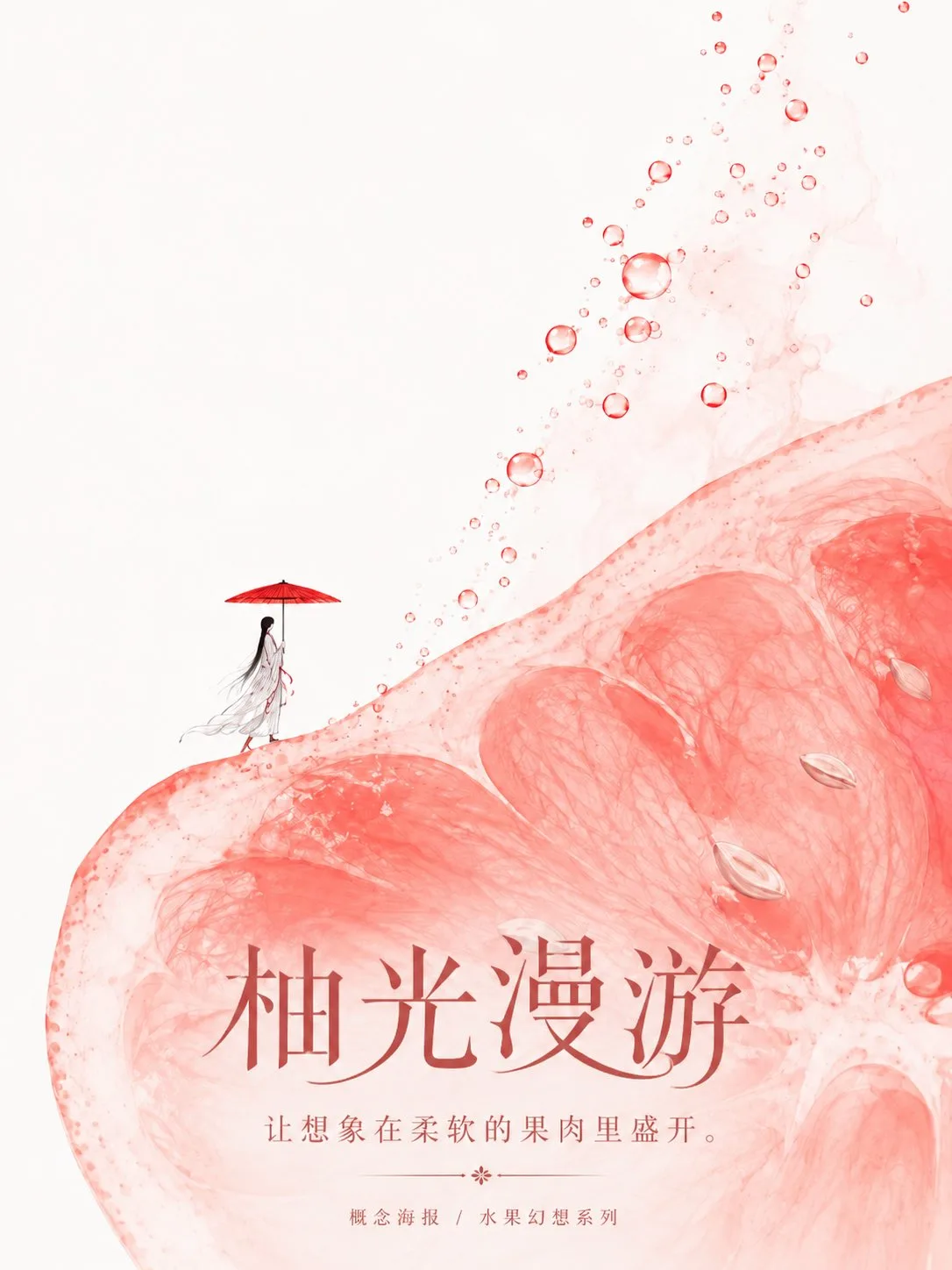 โปสเตอร์แฟนตาซีผลไม้สไตล์ตะวันออก มินิมอล 1