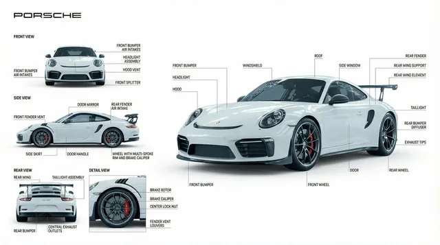 ภาพ Porsche ดีไซน์เรียบง่าย สไตล์อุตสาหกรรมบนพื้นขาว