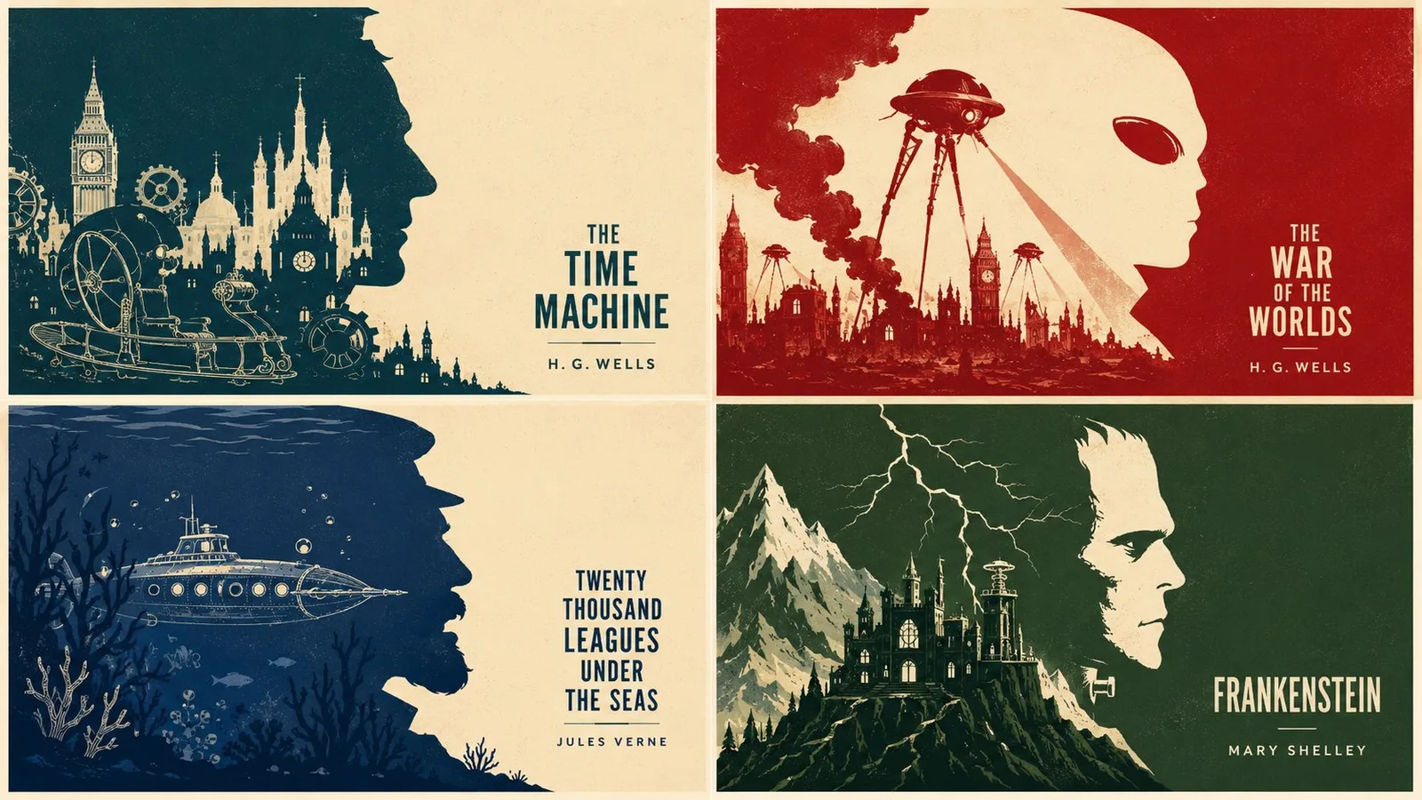 โปสเตอร์หนังสือ Sci-fi สไตล์สวิสแบบมินิมอล 1